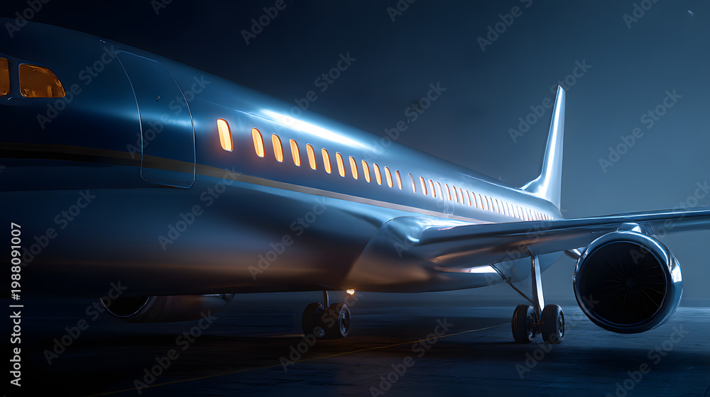 Fototapeta premium airplane at the airport on the blue background 
