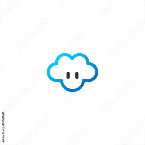 Creative mascot niche logo for education industry featuring cute minimalist style for social media use, blending a cloud shape with curly hair character to represent imagination, dreaming, and intelli