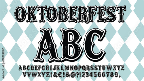 Vintage-style typography featuring the word oktoberfest and alphabet characters Vector