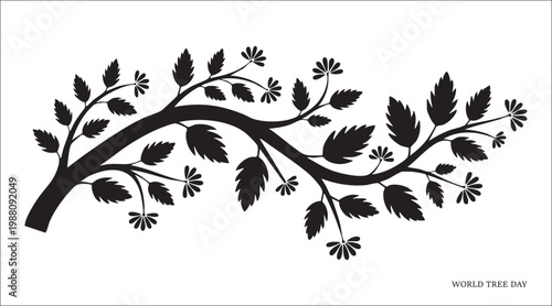 Elegant black silhouette tree branch world tree day nature vector design.