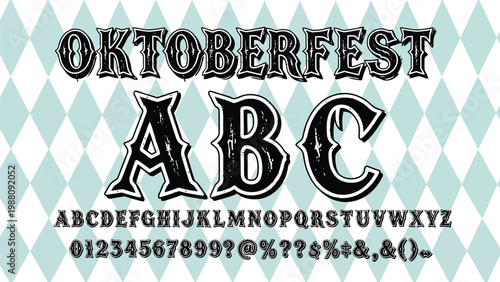 Vintage-style typography showcasing oktoberfest and alphabet characters in a bold font Vector