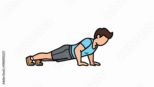 Man Doing Push-Ups Exercise for Fitness and Strength.
