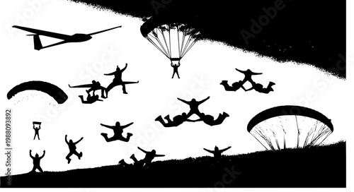 Extreme Air Sports Vector – Skydiving & Glider Set