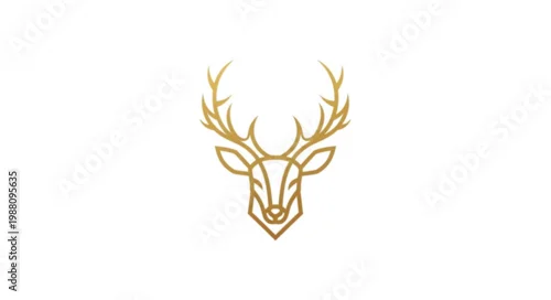 Fototapeta Deer Head Antlers Gold.