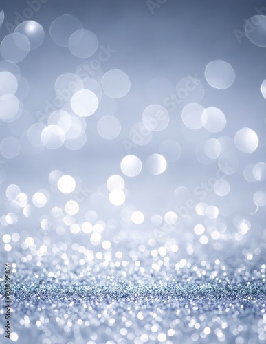 silver glitter background with soft bokeh lights, shimmering sparkles, and a dreamy, festive glow