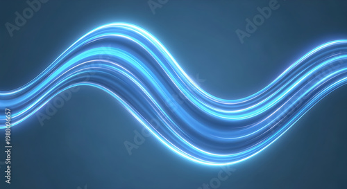 A smooth and flowing stream of brilliant blue light energy moving across a dark background creating elegant and dynamic curves