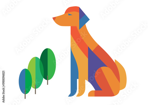 災害現場で活躍する救助犬の犬イラストアイコン素材
