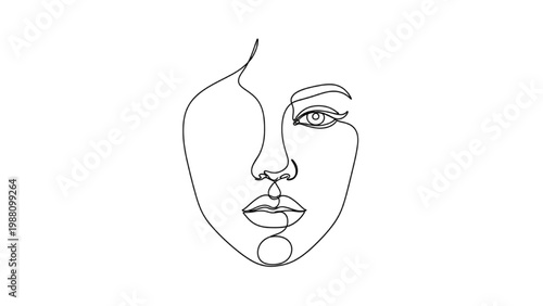 Continuous line drawing of a woman's face in minimalist style
