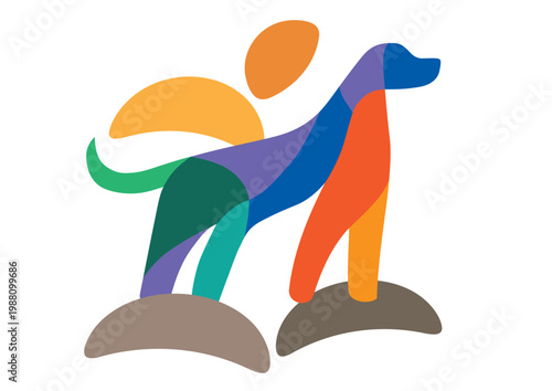 災害現場で活躍する救助犬の犬イラストアイコン素材