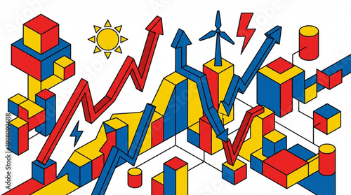 Abstract Energy Market Growth and Volatility Illustration.