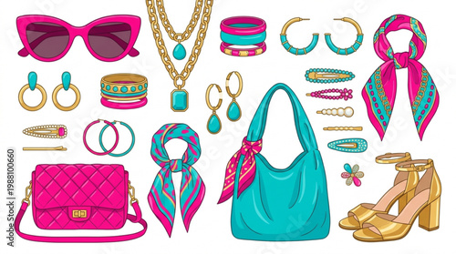 Fashion Accessories Collection Vibrant Colors Stylish Items.