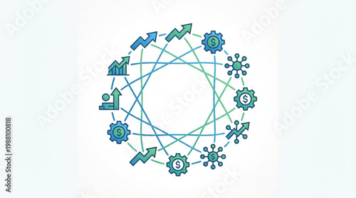 Circular diagram illustrating business growth and financial concepts.