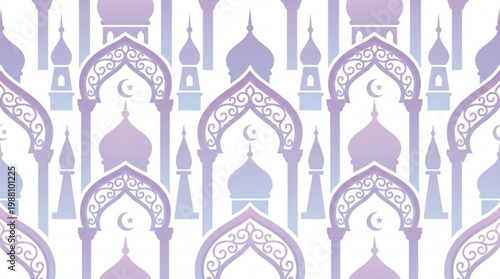 Islamic Architecture Pattern with Mosques and Arches.