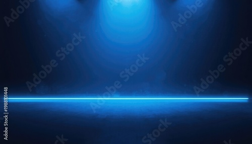 Vibrant blue stage with bright beam lights and subtle smoke effects, perfect for presentations, concerts, or awards ceremonies