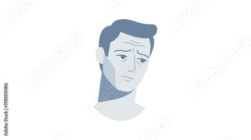 Sad Man Face Illustration Expressing Concern.