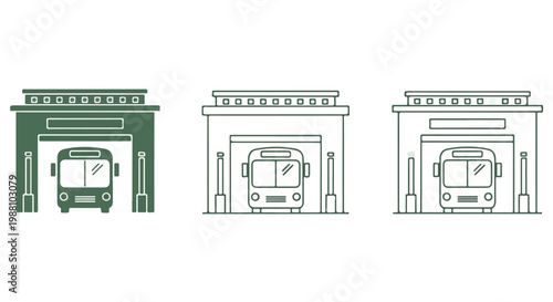 Three different styles of vintage-style city gates with archways and decorative architectural details