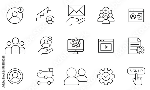User onboarding icon set. welcome, sign up, user guide, tutorial, feedback,  milestone, checklist , UX, login and more . Vector illustration