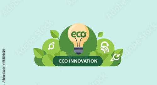 Eco innovation green light bulb icon.
