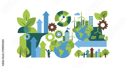 Eco Green Globe Earth Icon Symbol.