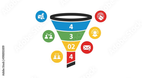 Marketing sales funnel conversion process.