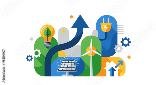 Sustainable energy concept with solar panel.