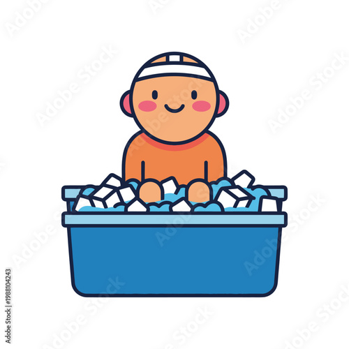 Happy Person Enjoying Ice Bath For Recovery and Wellness