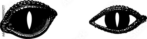 An ultra-realistic macro of a crocodiles eye reveals the vertical slit pupil and rugged scaly eyelids against a pure white background