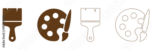 Paint icons set. Paint brush vector icon. Paint roller icon