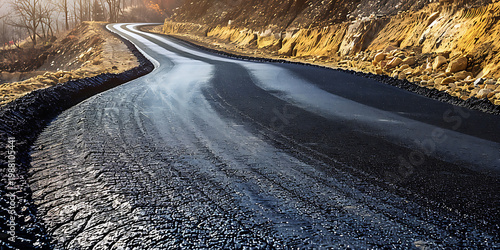 Winding Road Through Dry Grass Landscape with Trees