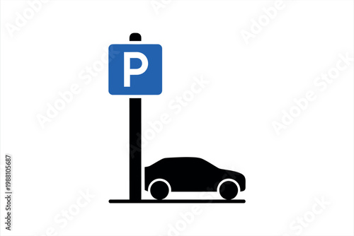 Parking sign with car illustration