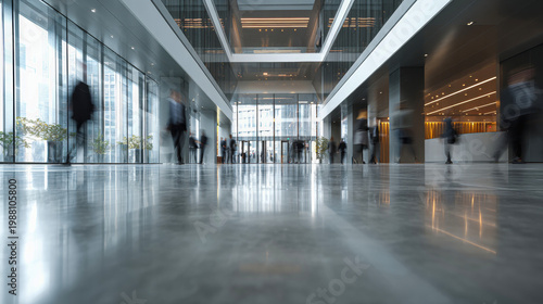 Sleek Hallway with Professionals in Motion