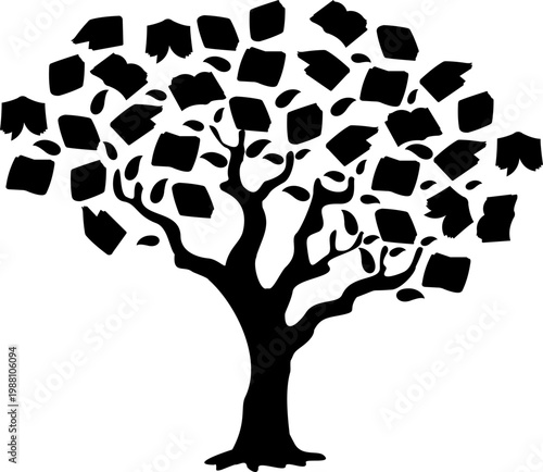 Book Tree Symbol Education Silhouette