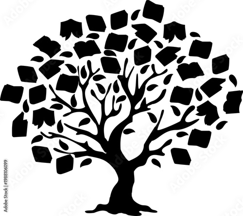 Book Tree Symbol Education Silhouette