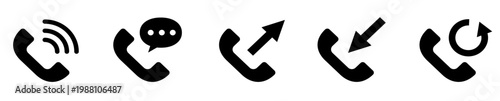電話の発信、着信、かけ直し、吹き出し、音波のアイコン