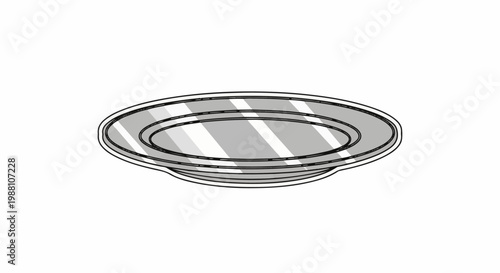 A simple line art illustration of an oval plate with a slight sheen