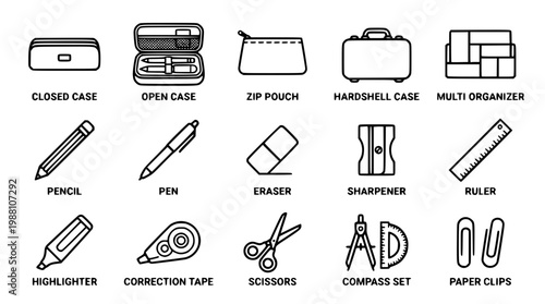 Vector illustration of various office and school supplies