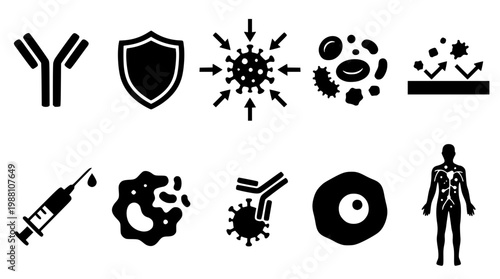 Vector graphic illustration of immune system and virus protection concepts