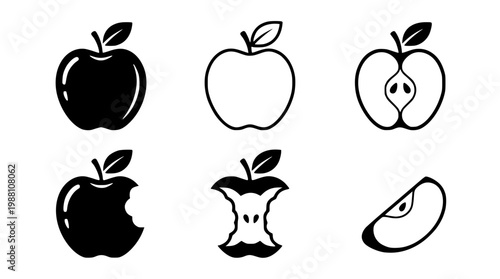 Vector apple illustrations in various design styles and formats