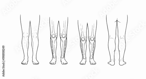 Diagram of human legs showing external and internal anatomy and variations