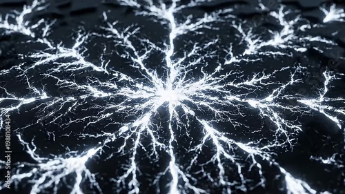 Glowing light radiating from cracks on dark abstract surface