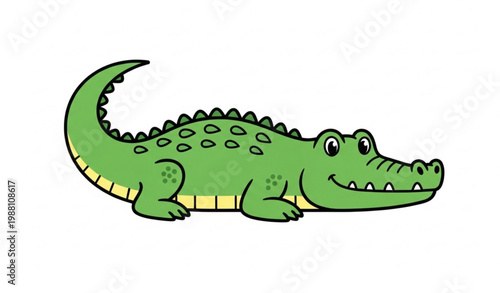 Crocodile vector bundle style isolated cartoon zoo reptile animal