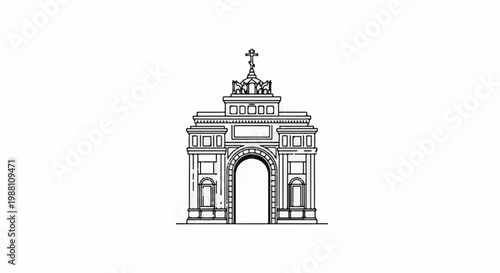 Ornate archway with central arched opening and decorative crowning elements