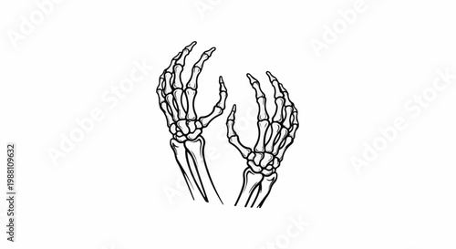 Two skeleton hands reaching up, with fingers curved