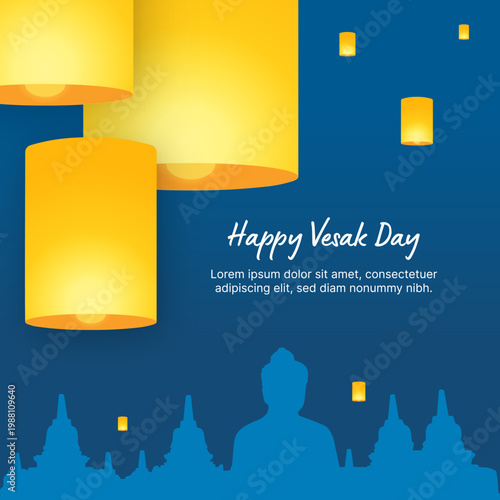Waisak Lampion Greeting Card Vector