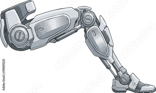 Robotic leg vector illustration, futuristic prosthetic limb flat design