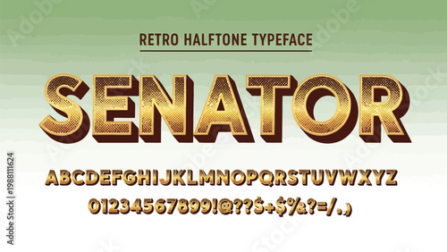 Vintage retro halftone typeface showcasing bold and stylish letters for graphic design projects Vector
