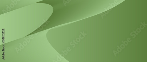 Abstract green horizontal banner featuring fluid curves and smooth wavy shapes. Modern minimalist olive green background for website headers, digital backgrounds, and corporate presentations.