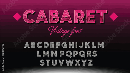 Vintage cabaret style font showcasing uppercase and lowercase letters with decorative elements Vector
