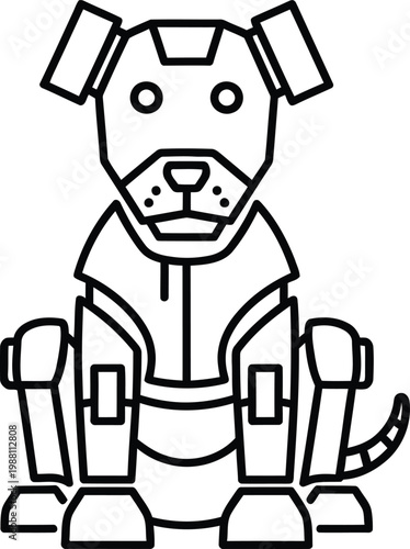 Robot dog line art a futuristic canine companion illustration