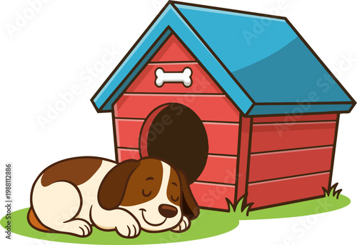 Vector illustration of a cute sleeping dog.